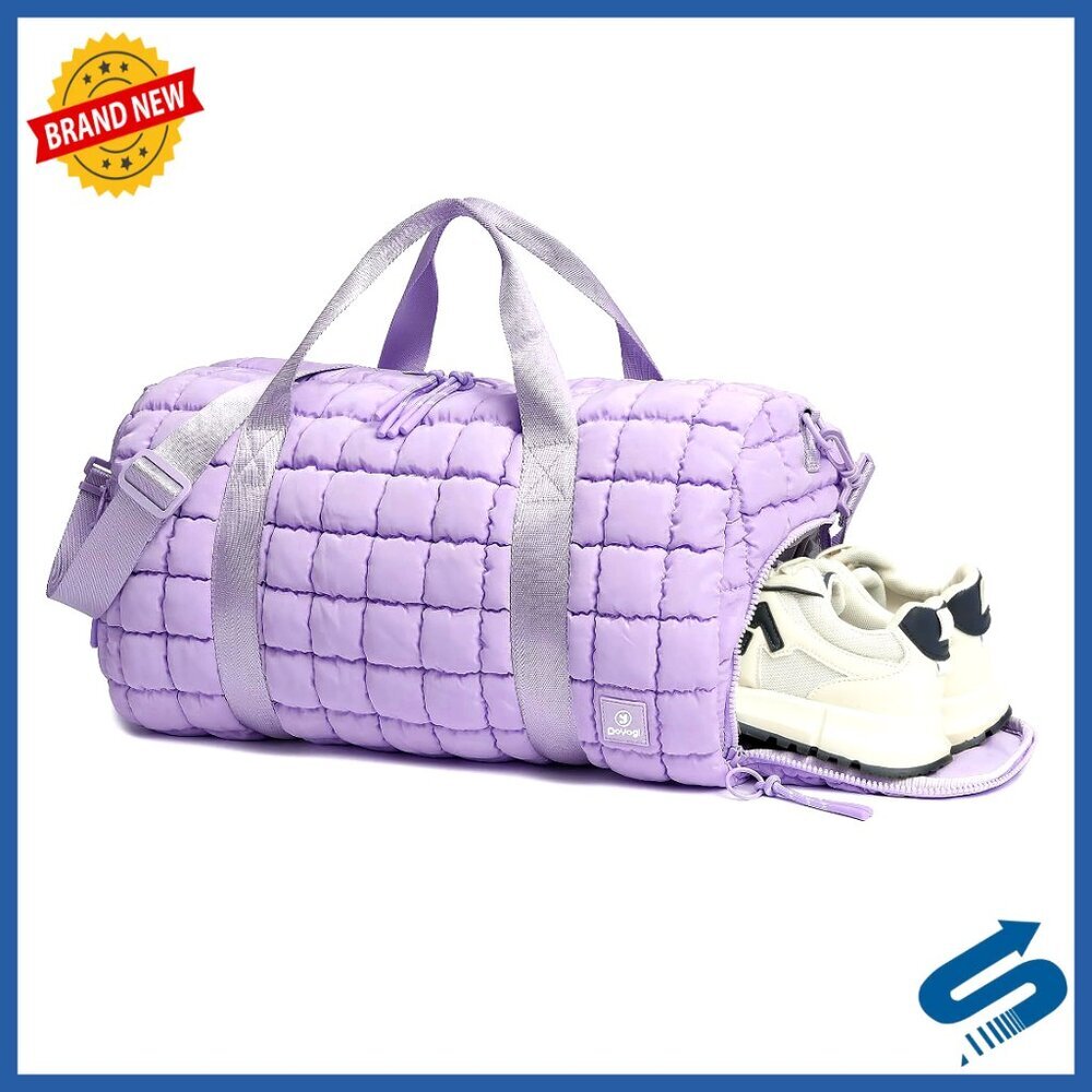 Quilted Duffle Bag with Wet Pocket Shoe Compartment Travel Gym Weekender